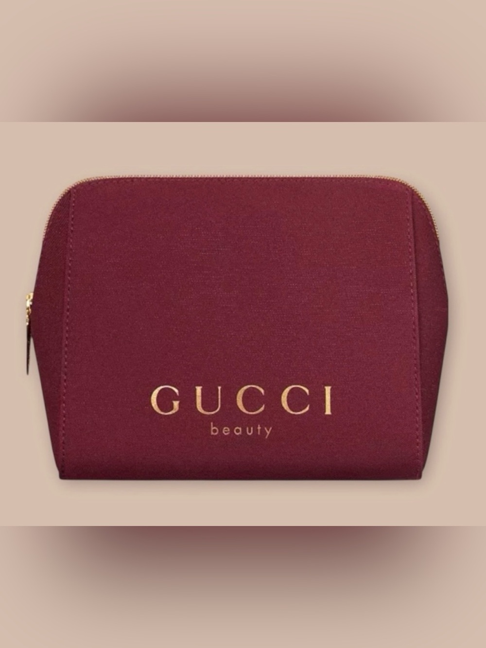 Gucci Beauty✨❤️💛GWP Burgundy Cosmetic Pouch with Gold Logo